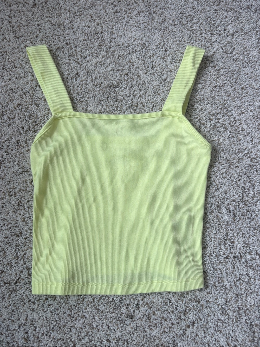 American Eagle Outfitters Light Yellow Ribbed Square-Neck Tank